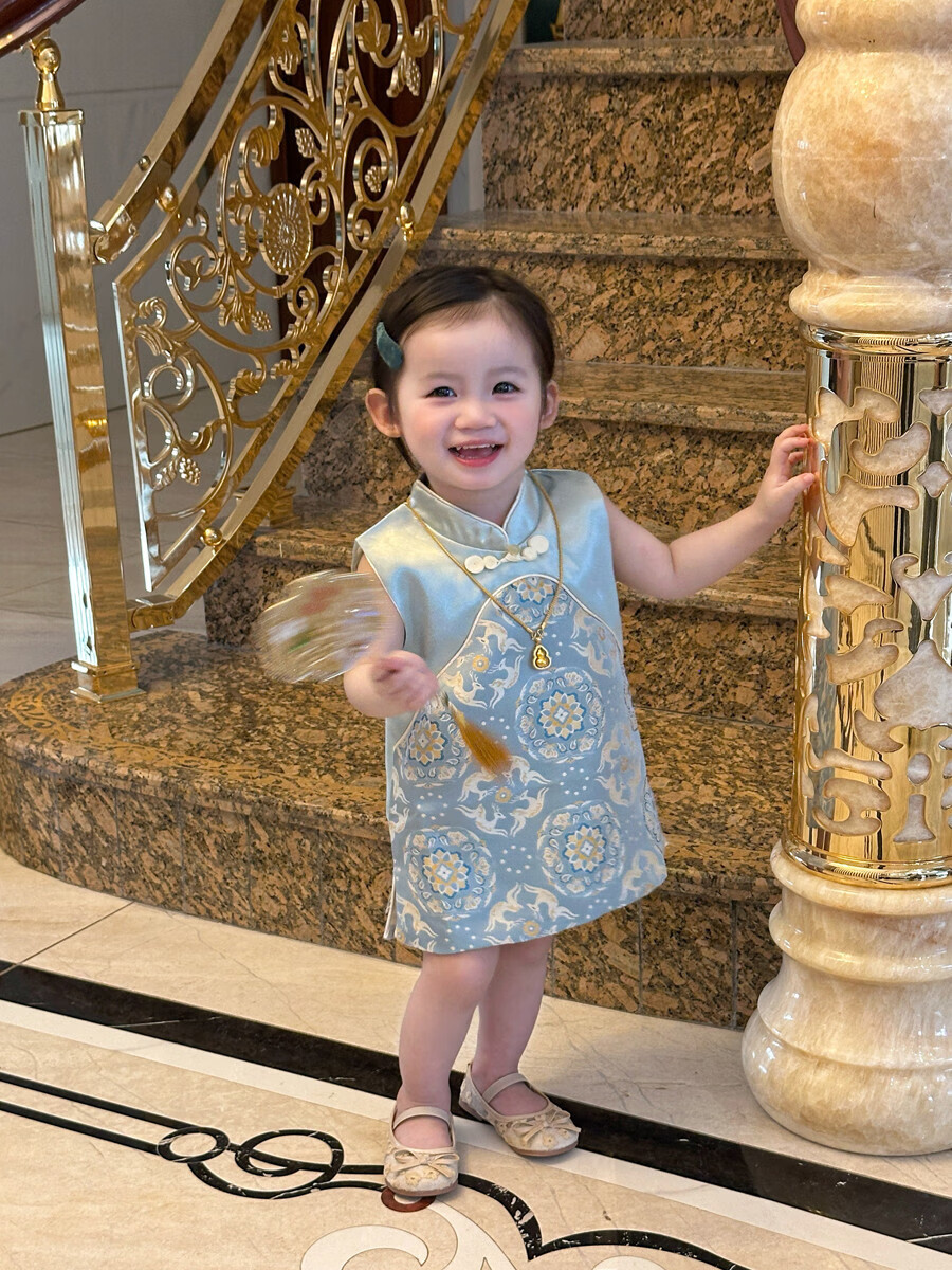 FADOBABY Children's Summer Qipao Dress Girls' Modified Chinese Style Fashion Dress Baby First Birthday Dress Summer Wear 19